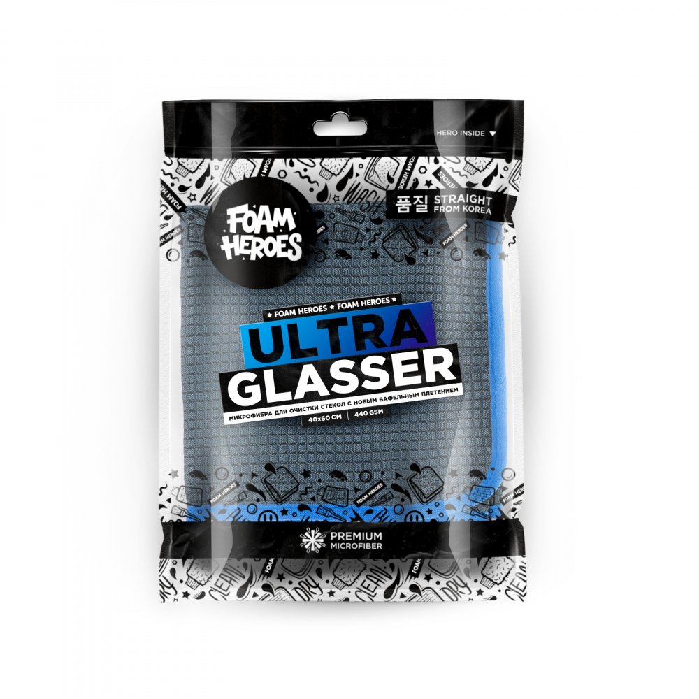 Ultra Glasser Микрофибра для очистки стекол с новым вафельным плетением Foam Heroes, картинка 1