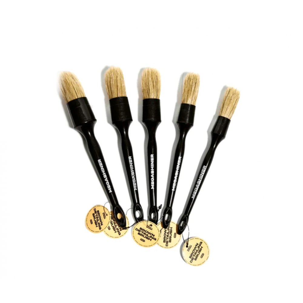 Full Brush Set Brown Набор кистей для детейлинга с натуральным ворсом MegaShiner, картинка 1